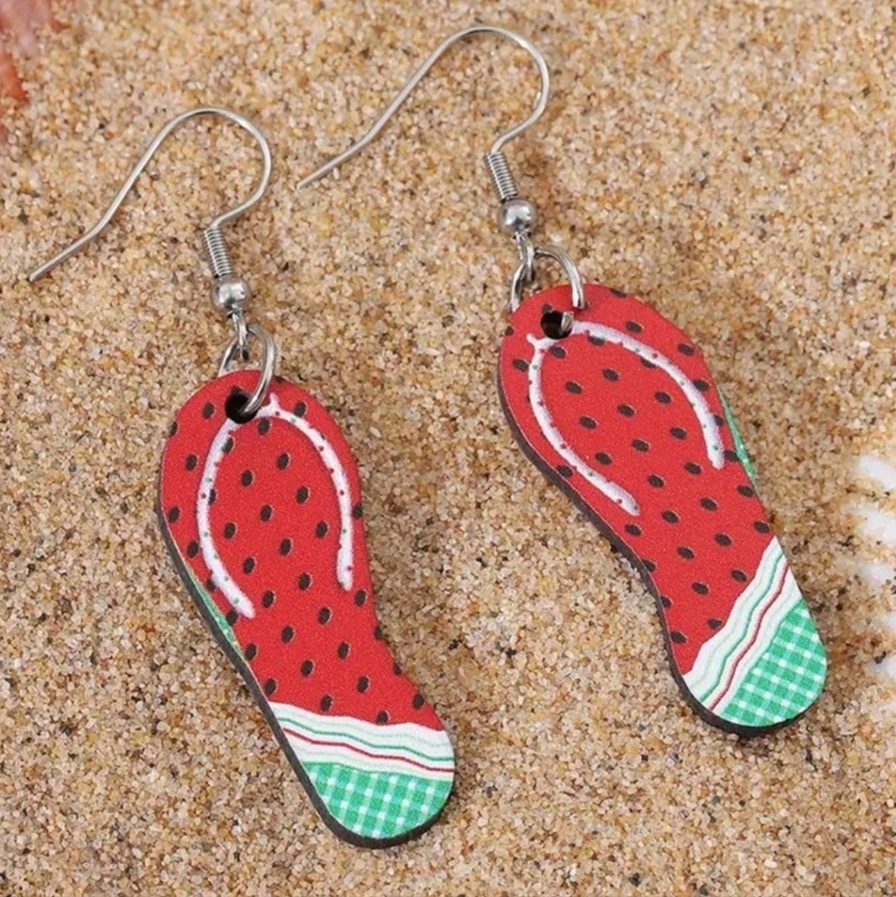Hand Crafted Watermelon Flip-Flop Earrings